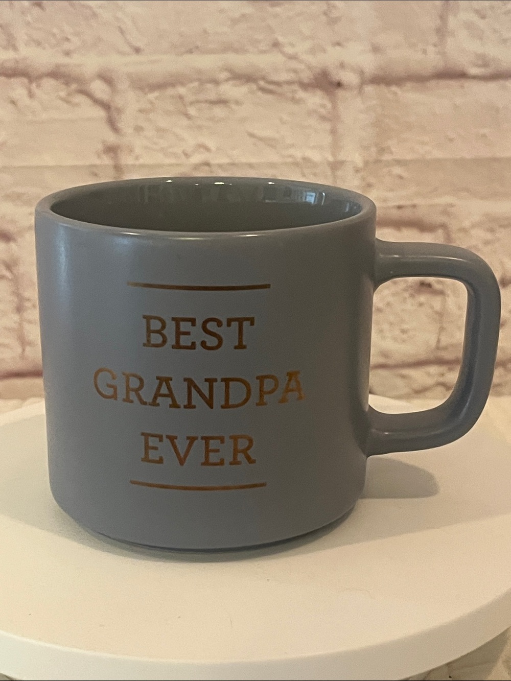 Best Grandpa Ever Ceramic Mug — Gray with Gold Lettering